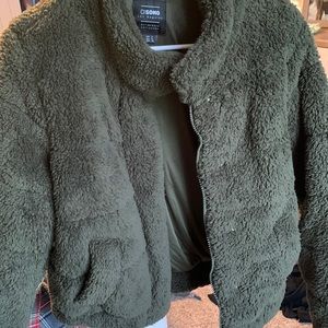 NTW green fleece puffer jacket